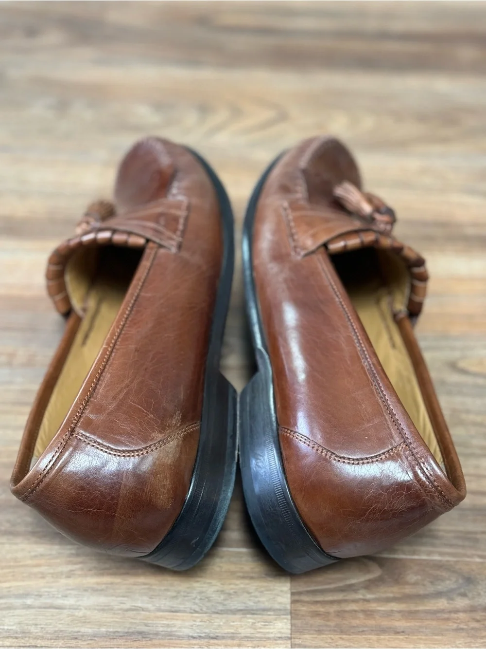 Johnston & Murphy Stanza II Tassel Loafers Men’s 13M Brown Leather Saddle Tan